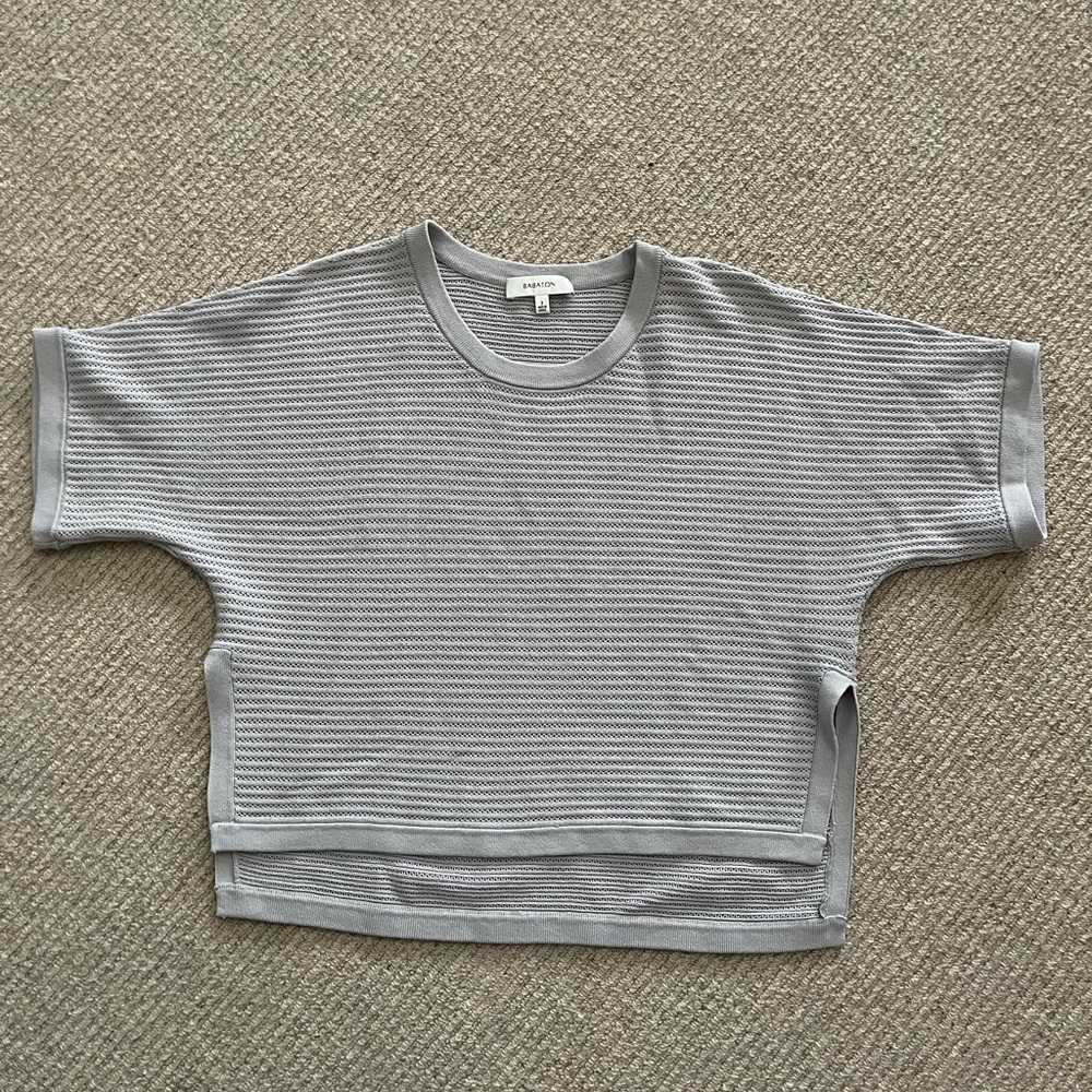 Babaton Taupe/Gray Short Sleeve Knit Top